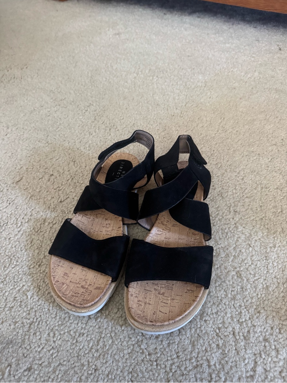 new directions Black Strappy Comfort Sandals for Women